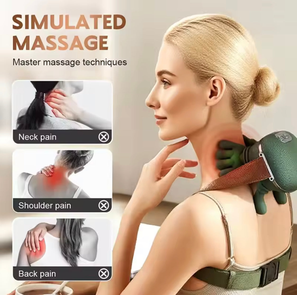 Heated Neck & Back Massager Pillow – Electric Bionic Shoulder Massager with Deep Kneading & Heat Therapy