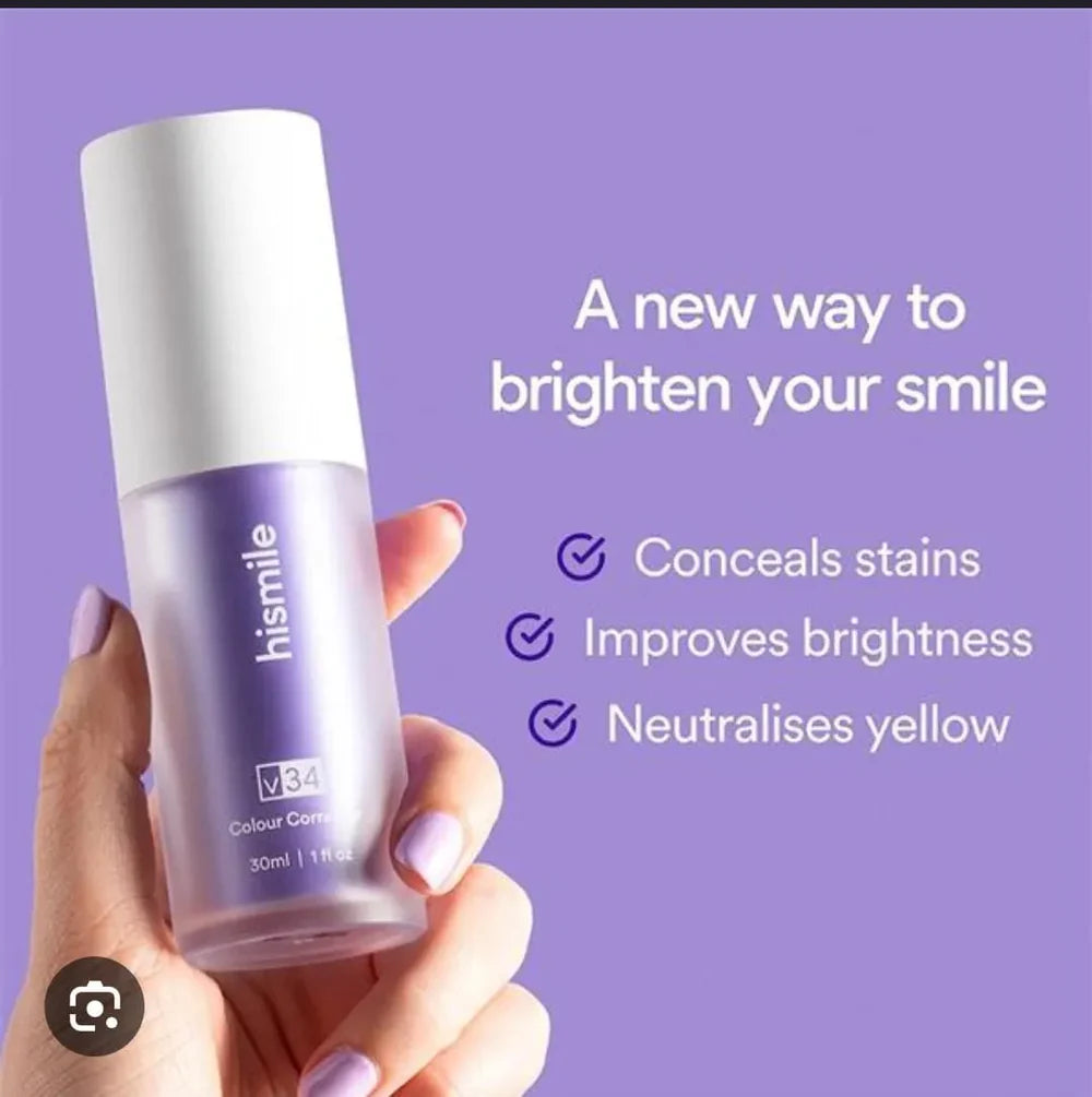 Hismile V34 Colour Corrector Serum – Purple Teeth Whitening Serum for Instant Bright Smile & Stain Removal
