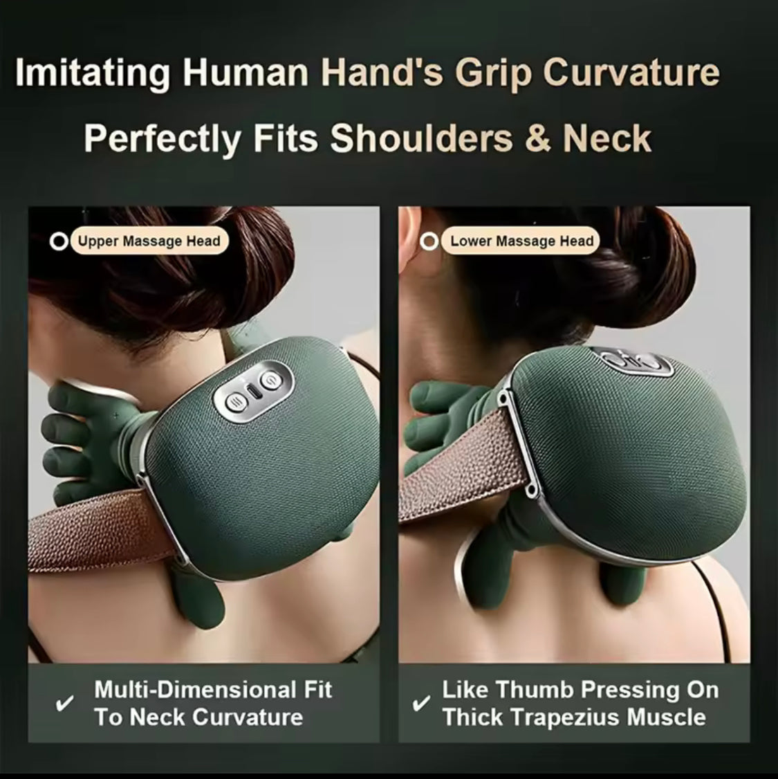 Heated Neck & Back Massager Pillow – Electric Bionic Shoulder Massager with Deep Kneading & Heat Therapy