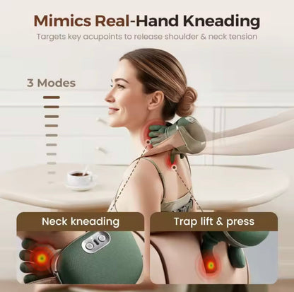 Heated Neck & Back Massager Pillow – Electric Bionic Shoulder Massager with Deep Kneading & Heat Therapy