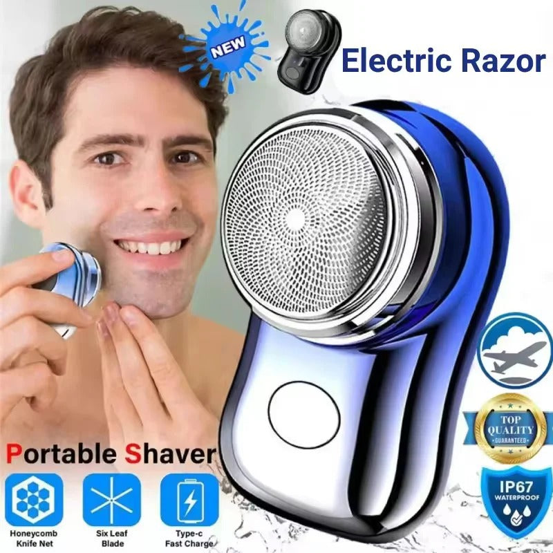 Mini Electric Travel Shaver for Men – Pocket Size Rechargeable Cordless Beard Trimmer, Washable & Painless Razor