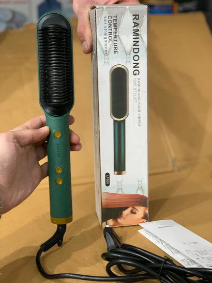 Professional Electric Hair Straightener Brush – Heated Comb for Straight & Curly Hair Styling Tool